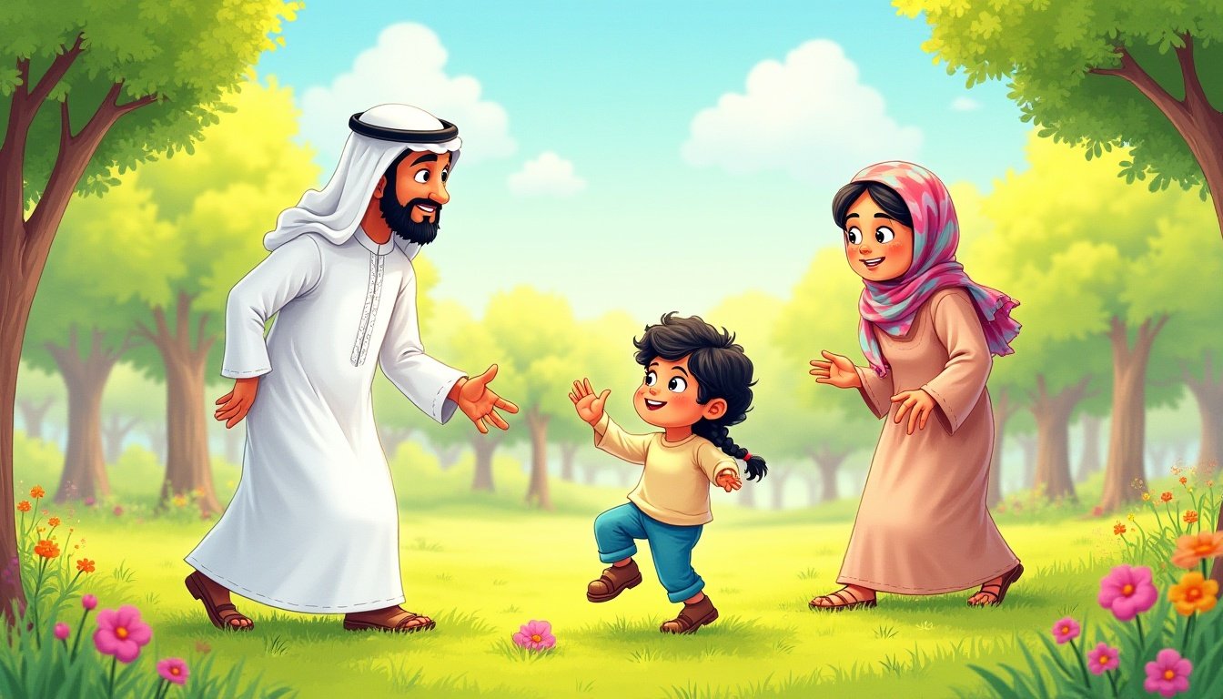 ام واب يلعبون مع ابنتهم الانطلاق واللعب والثقة بالنفس الصغيرةمن منصة مدينة الاطفال ويساعدونها على